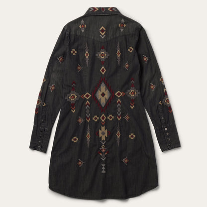 Embroidered Black Denim Shirt Dress | Stetson Black