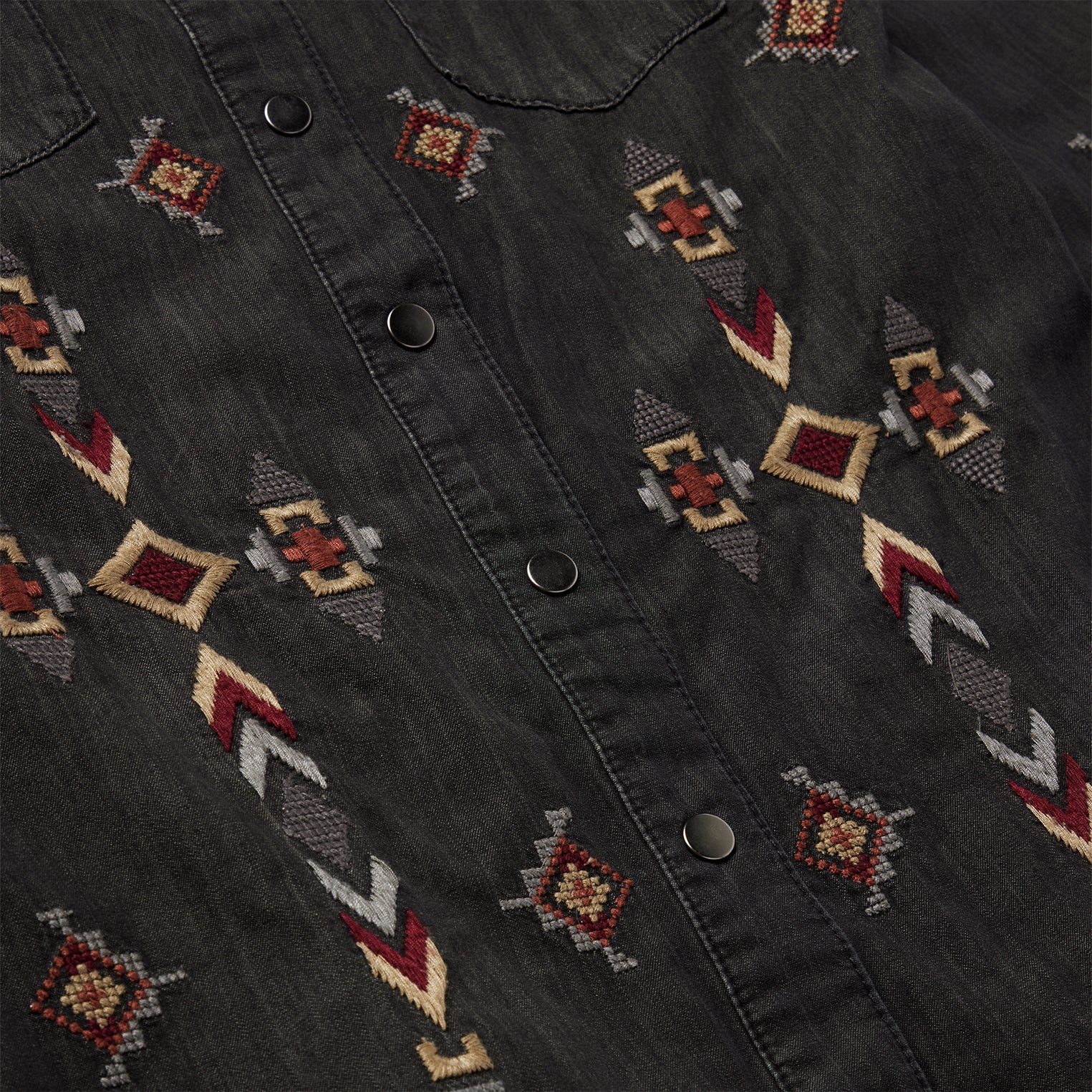 Embroidered Black Denim Shirt Dress | Stetson Black