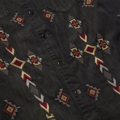 Embroidered Black Denim Shirt Dress | Stetson Black