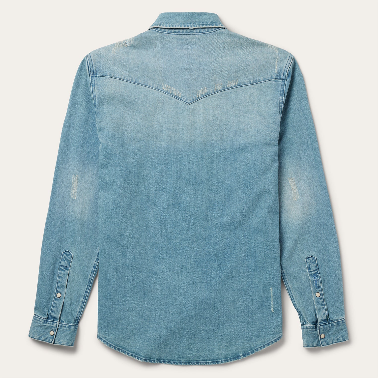 Distressed Denim Western Shirt | Stetson Blue