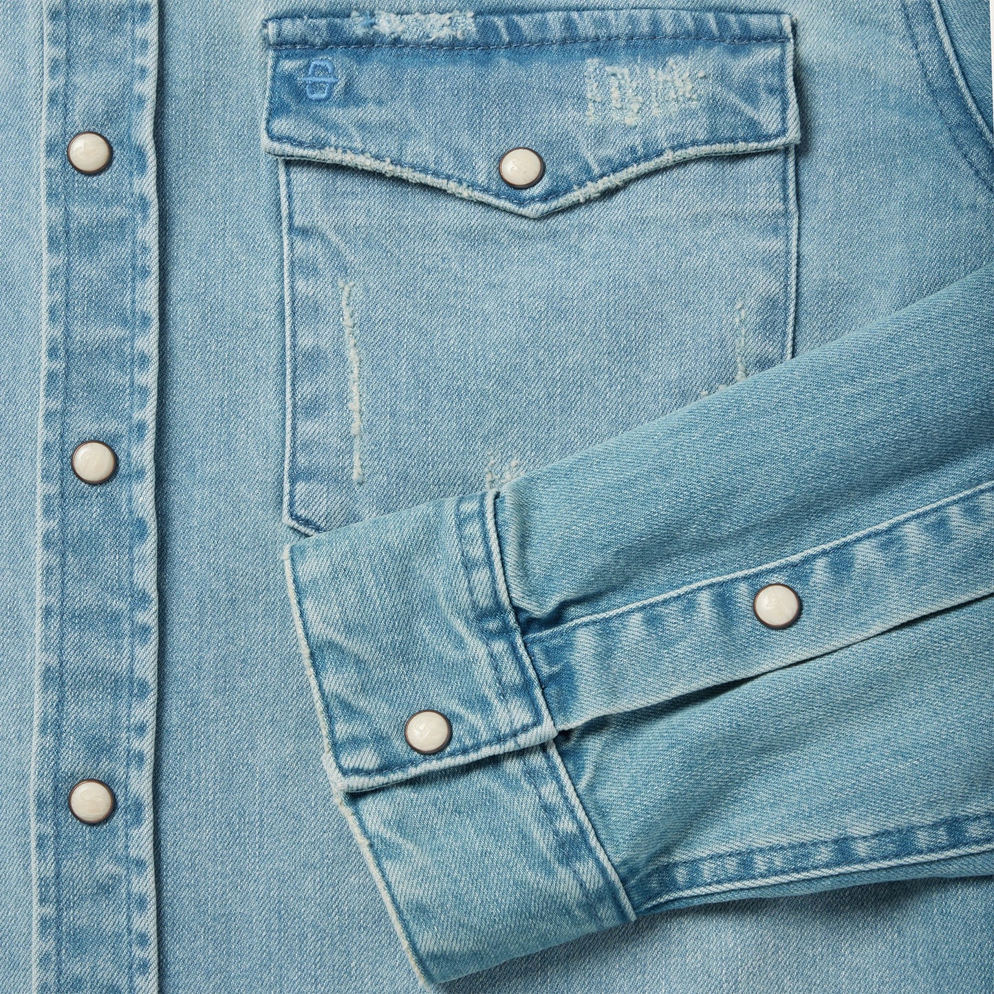 Distressed Denim Western Shirt | Stetson Blue