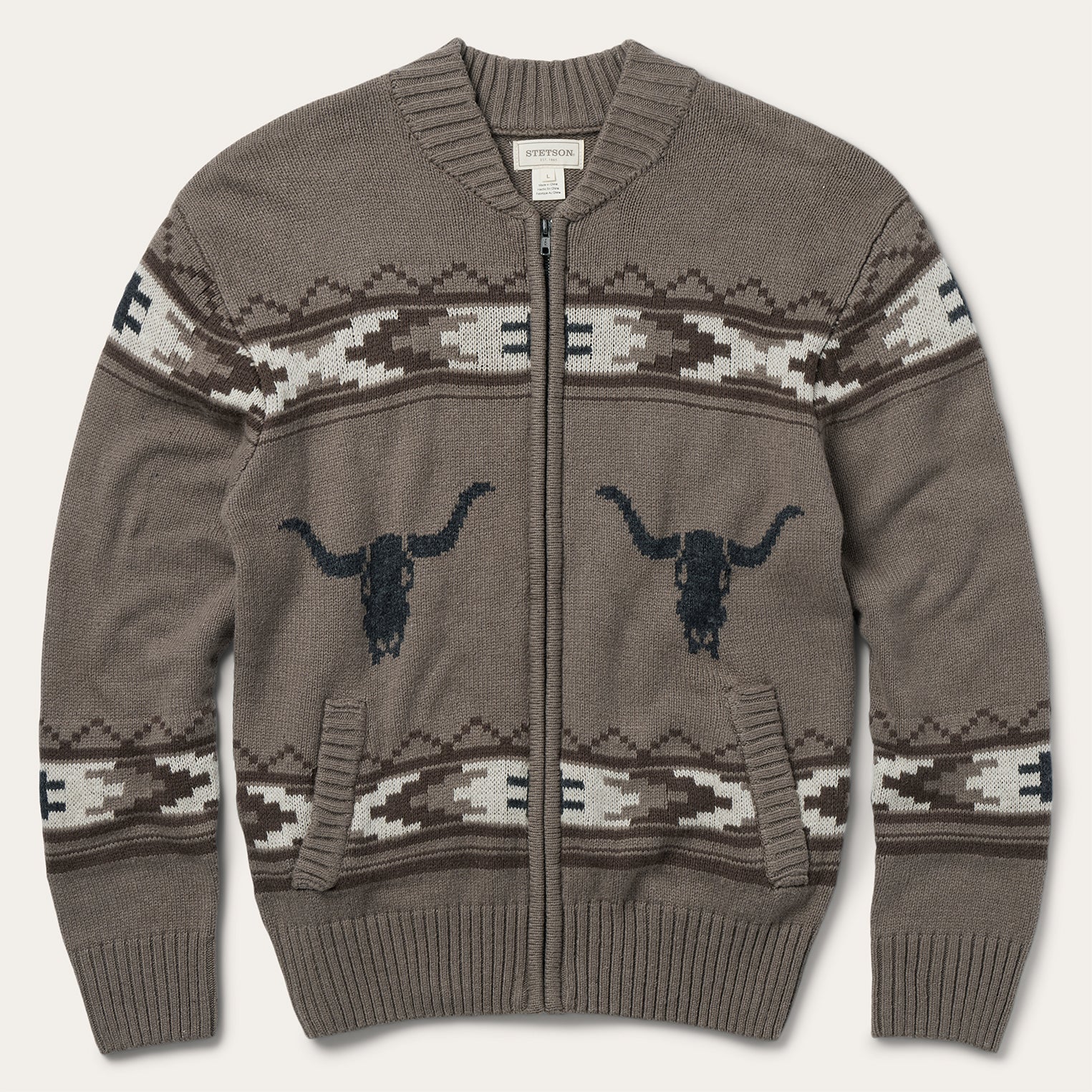 Longhorn Cardigan | Stetson Brown