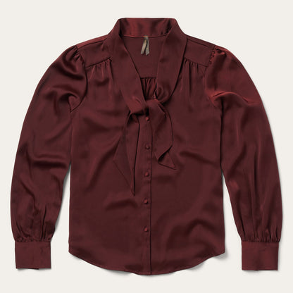 Wine Satin Blouse | Stetson Red
