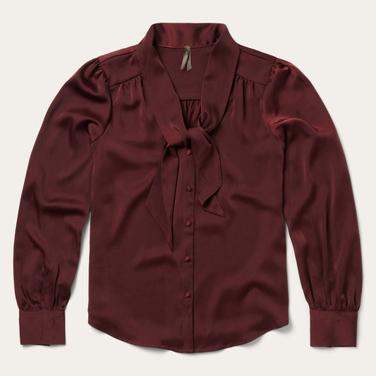 Wine Satin Blouse | Stetson Red