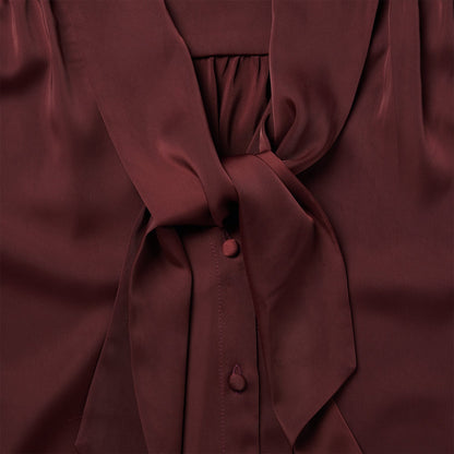 Wine Satin Blouse | Stetson Red