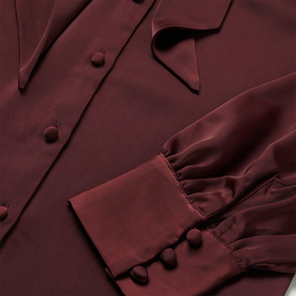 Wine Satin Blouse | Stetson Red