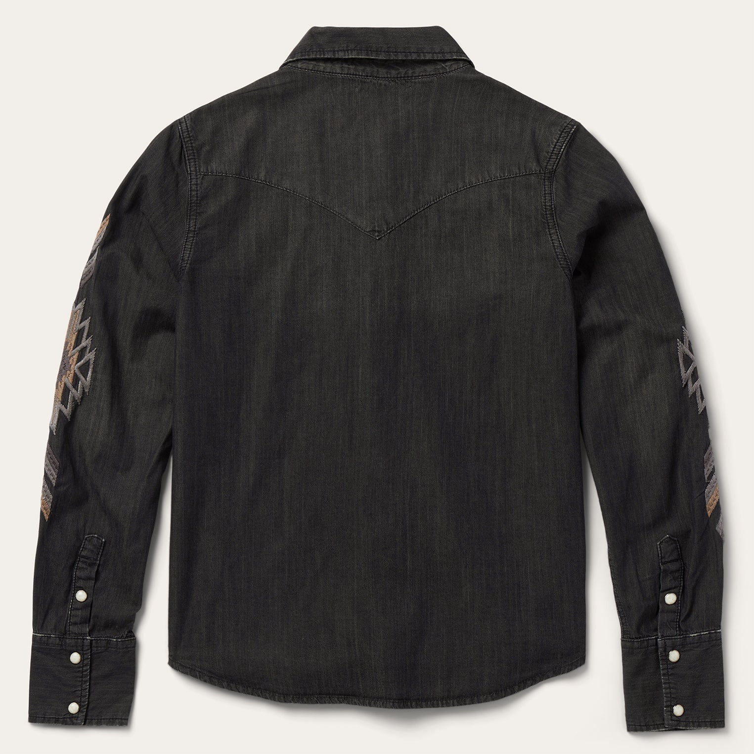 Embroidered Black Denim Shirt | Stetson Black