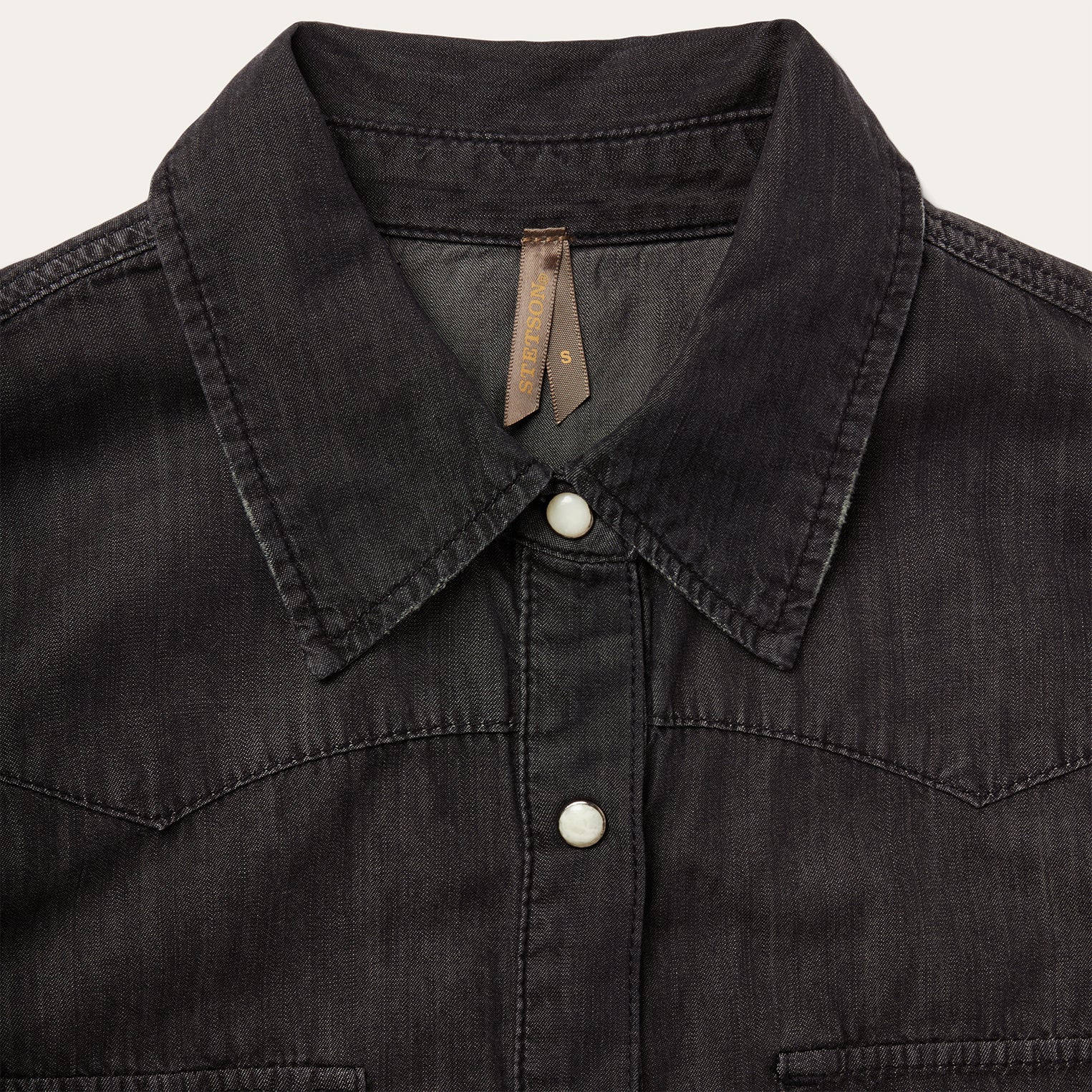 Embroidered Black Denim Shirt | Stetson Black