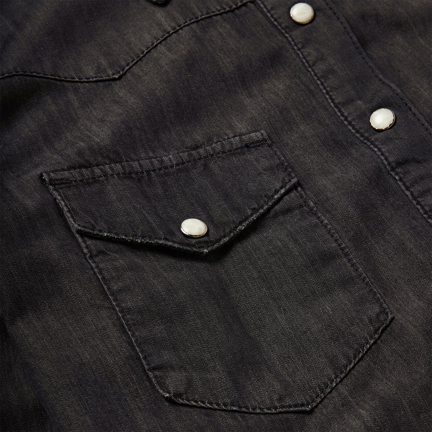 Embroidered Black Denim Shirt | Stetson Black