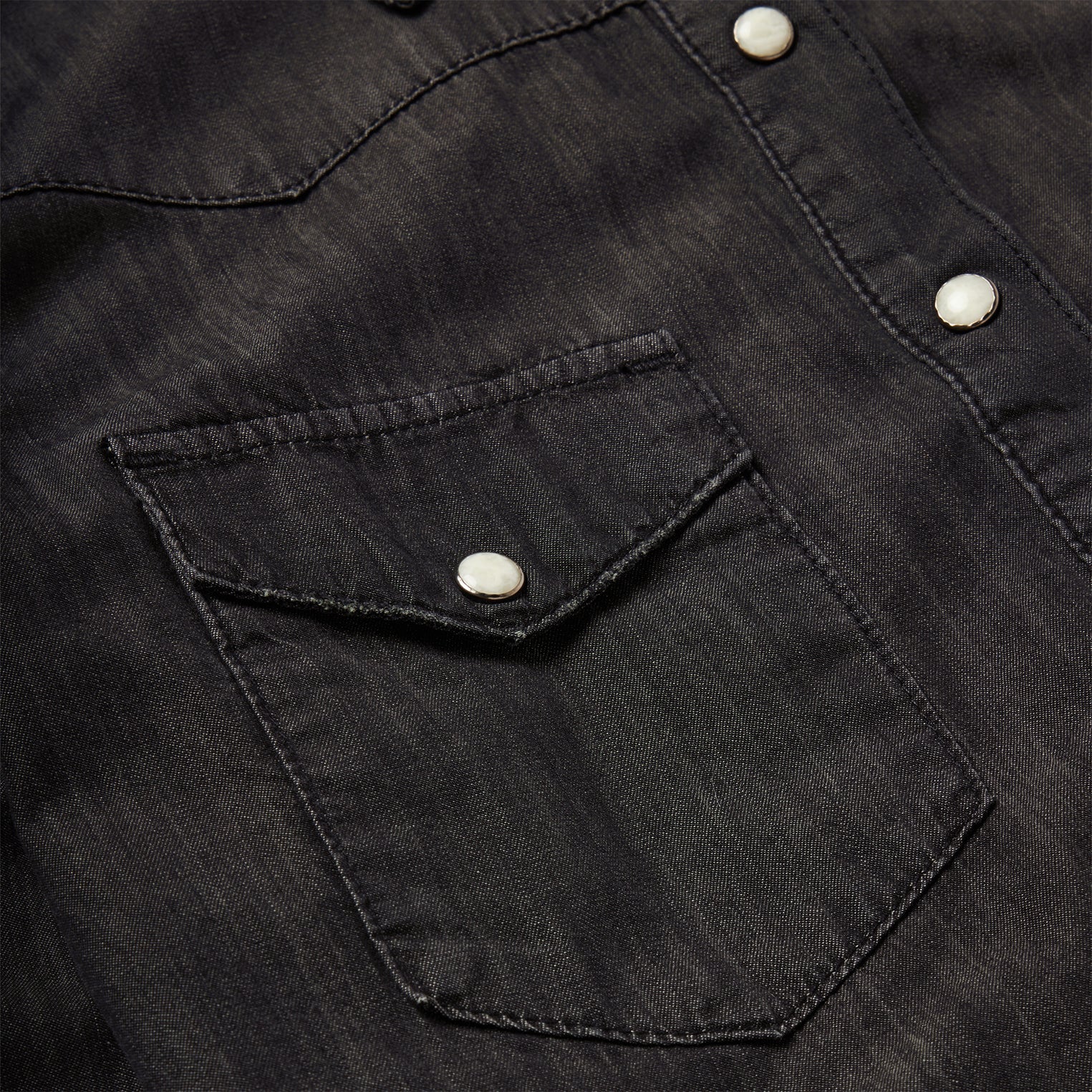 Embroidered Black Denim Shirt | Stetson Black