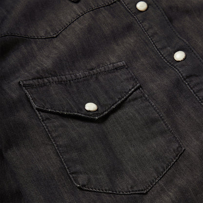 Embroidered Black Denim Shirt | Stetson Black