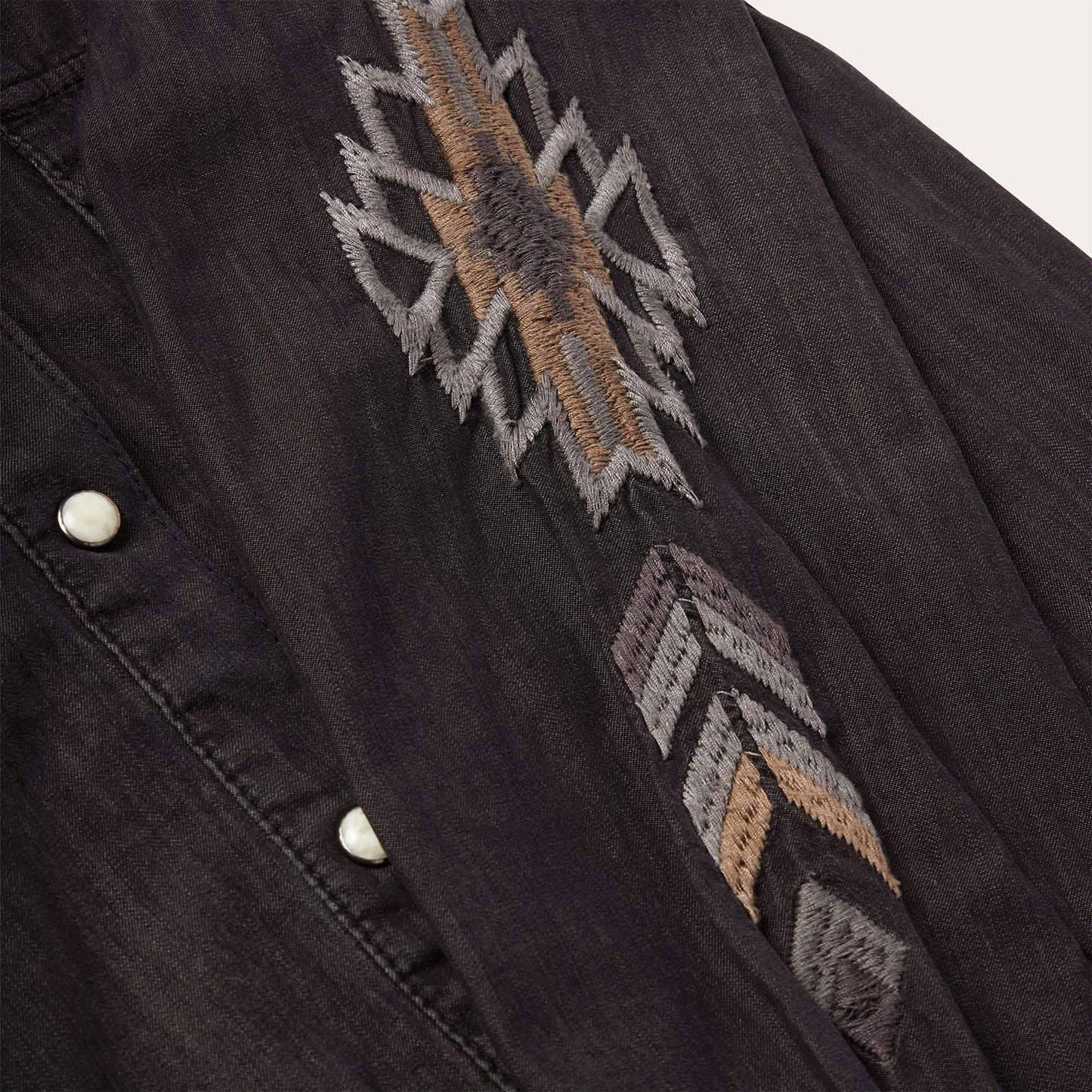 Embroidered Black Denim Shirt | Stetson Black
