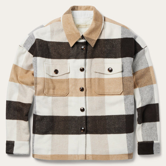 Oversize Plaid Shirt Jacket | Stetson Brown