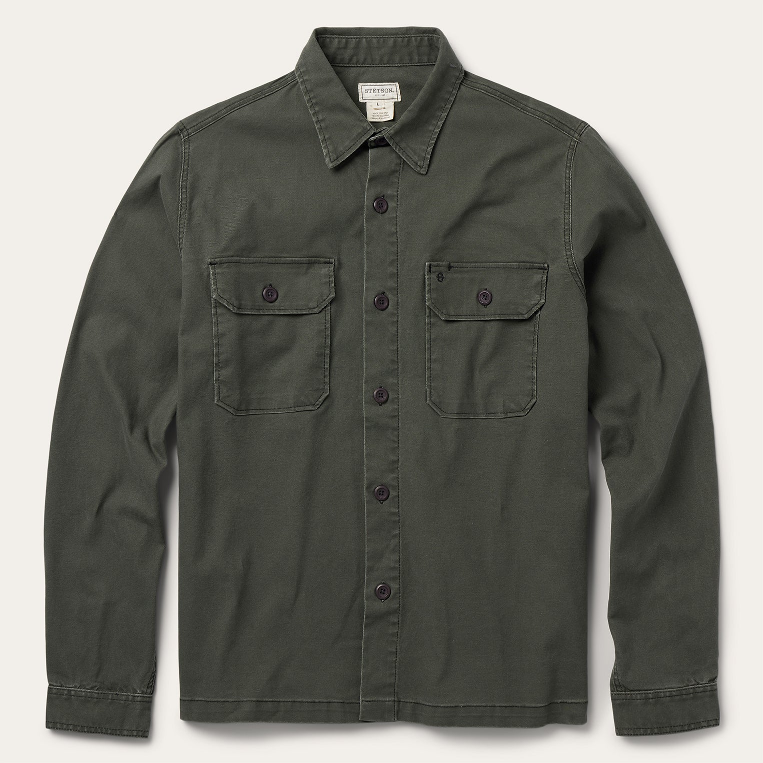 Stretch Canvas Jac-Shirt | Stetson Green