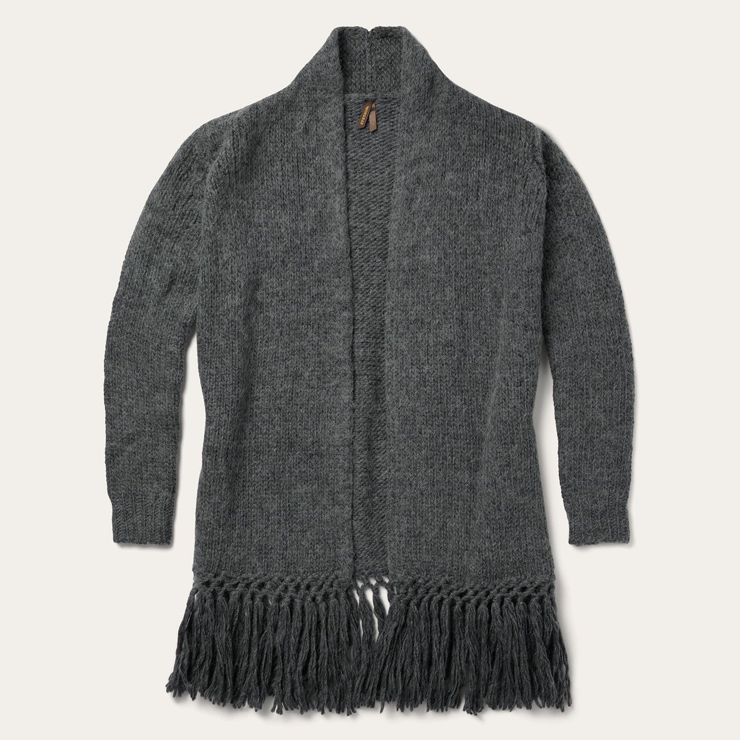 Charcoal Fringed Cardigan | Stetson Grey