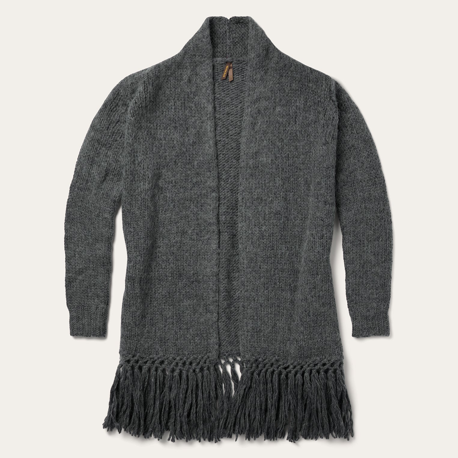 Charcoal Fringed Cardigan | Stetson Grey
