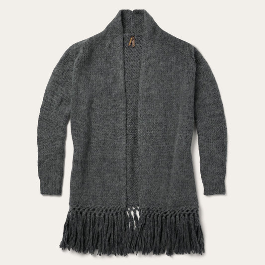 Charcoal Fringed Cardigan | Stetson Grey