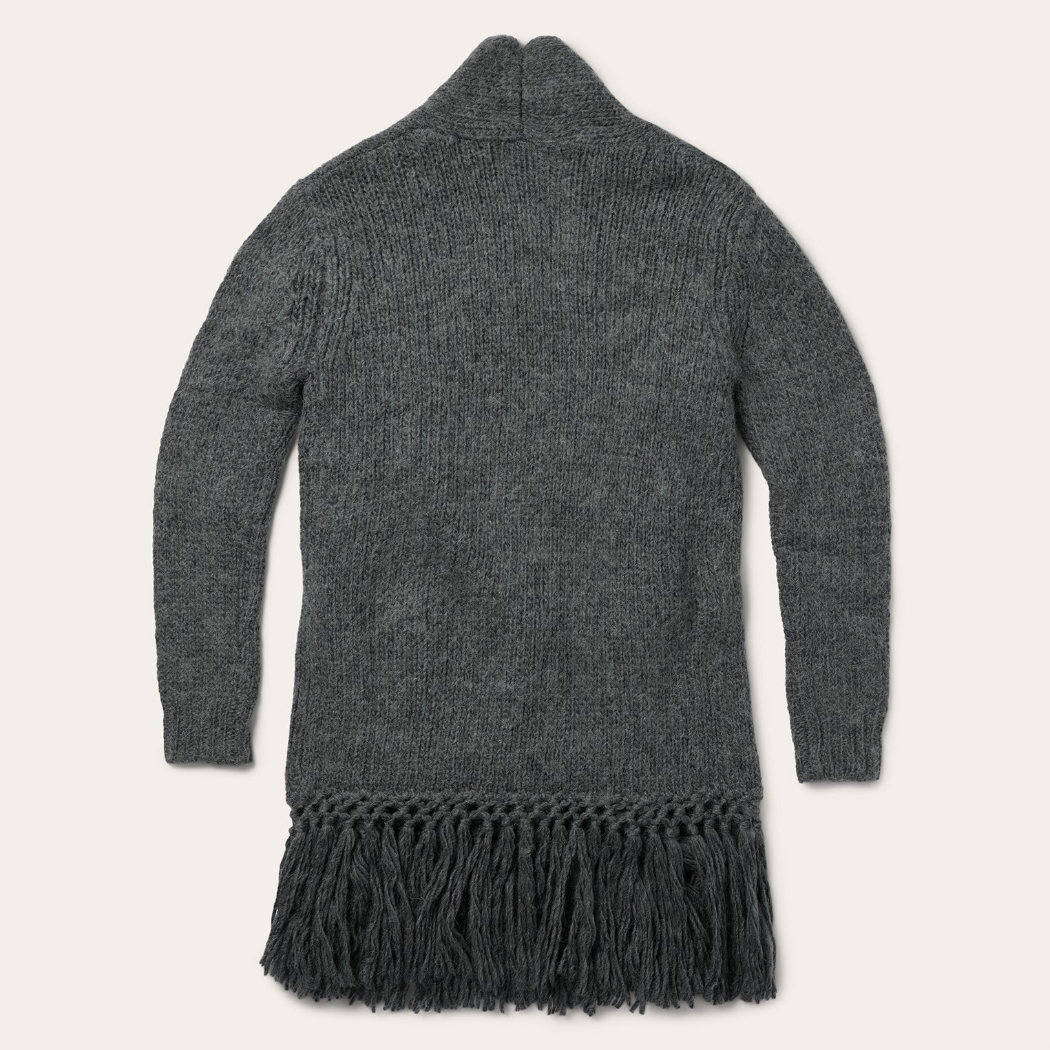 Charcoal Fringed Cardigan | Stetson Grey