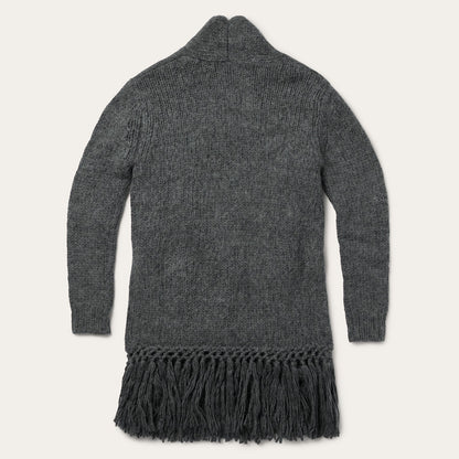 Charcoal Fringed Cardigan | Stetson Grey