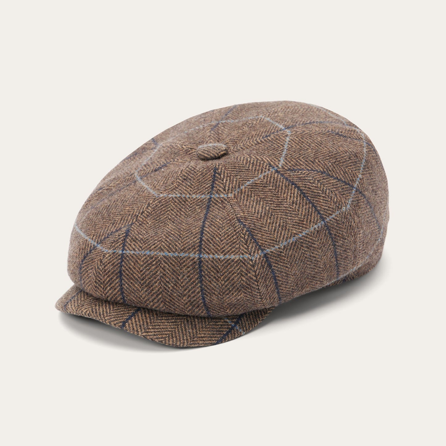 Wool Herringbone Hatteras Cap | Stetson Camel Herringbone