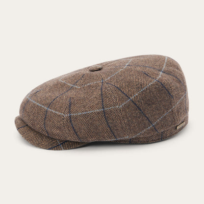 Wool Herringbone Hatteras Cap | Stetson Camel Herringbone