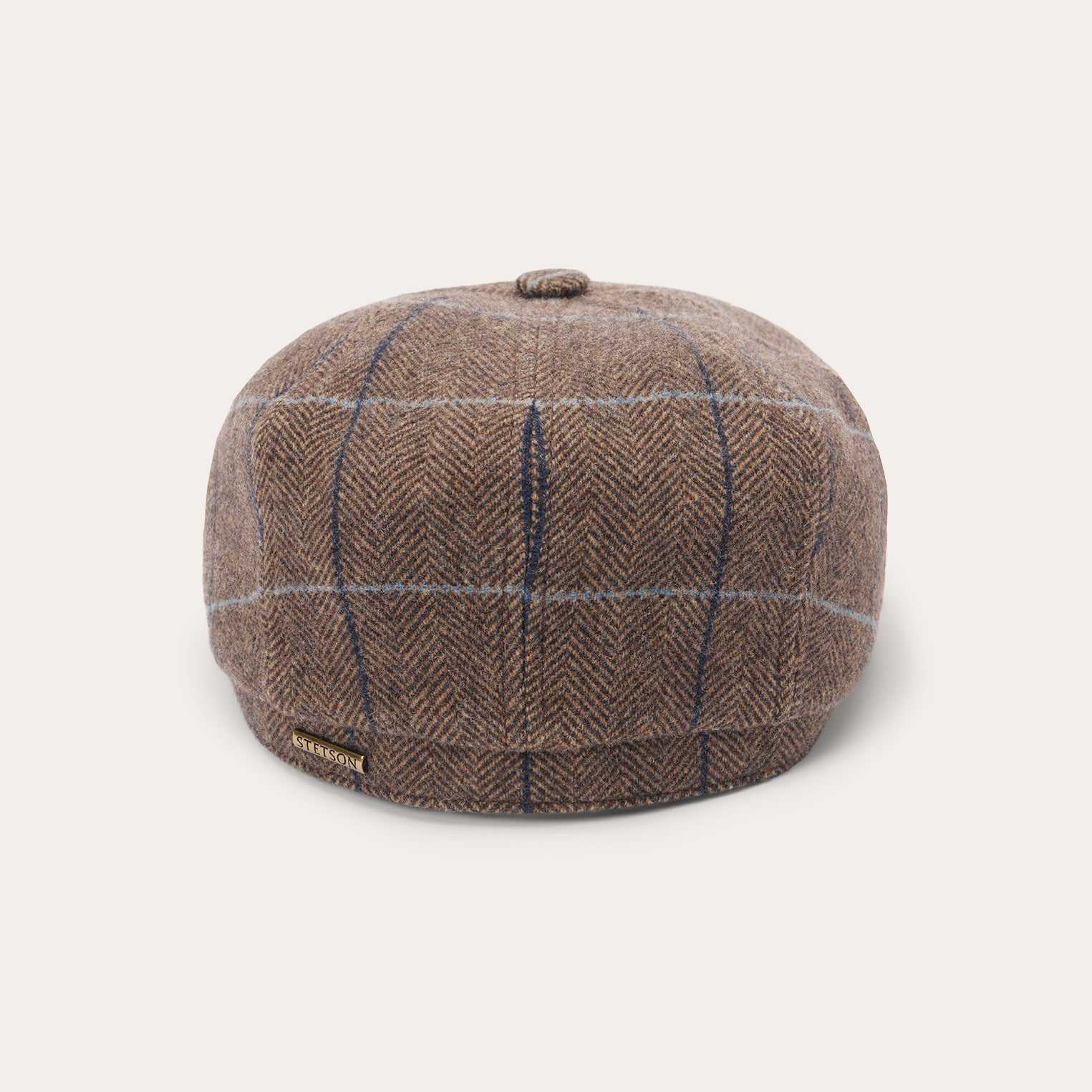 Wool Herringbone Hatteras Cap | Stetson Camel Herringbone