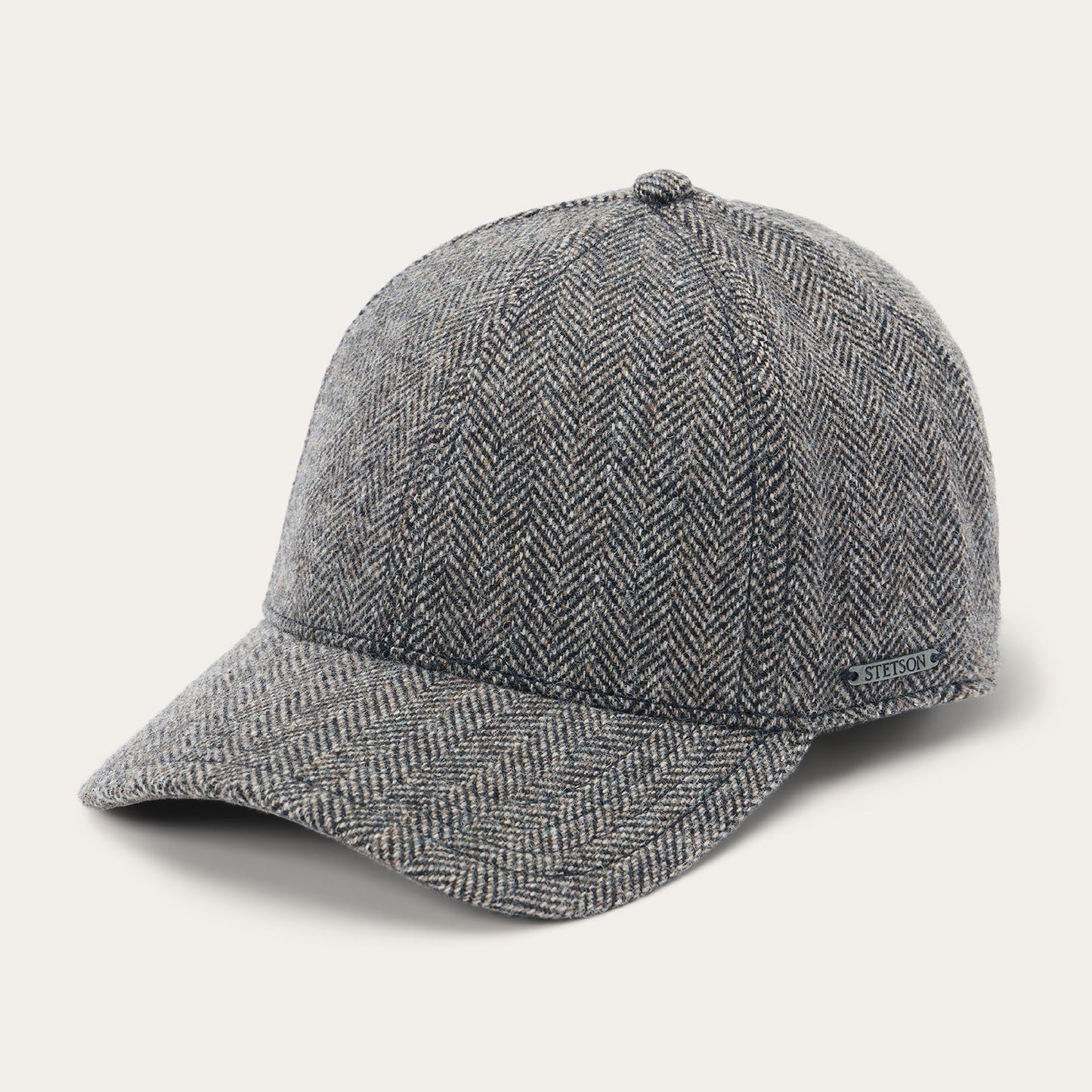 Wool Herringbone Baseball Cap | Stetson Anthra Melange Herringbone