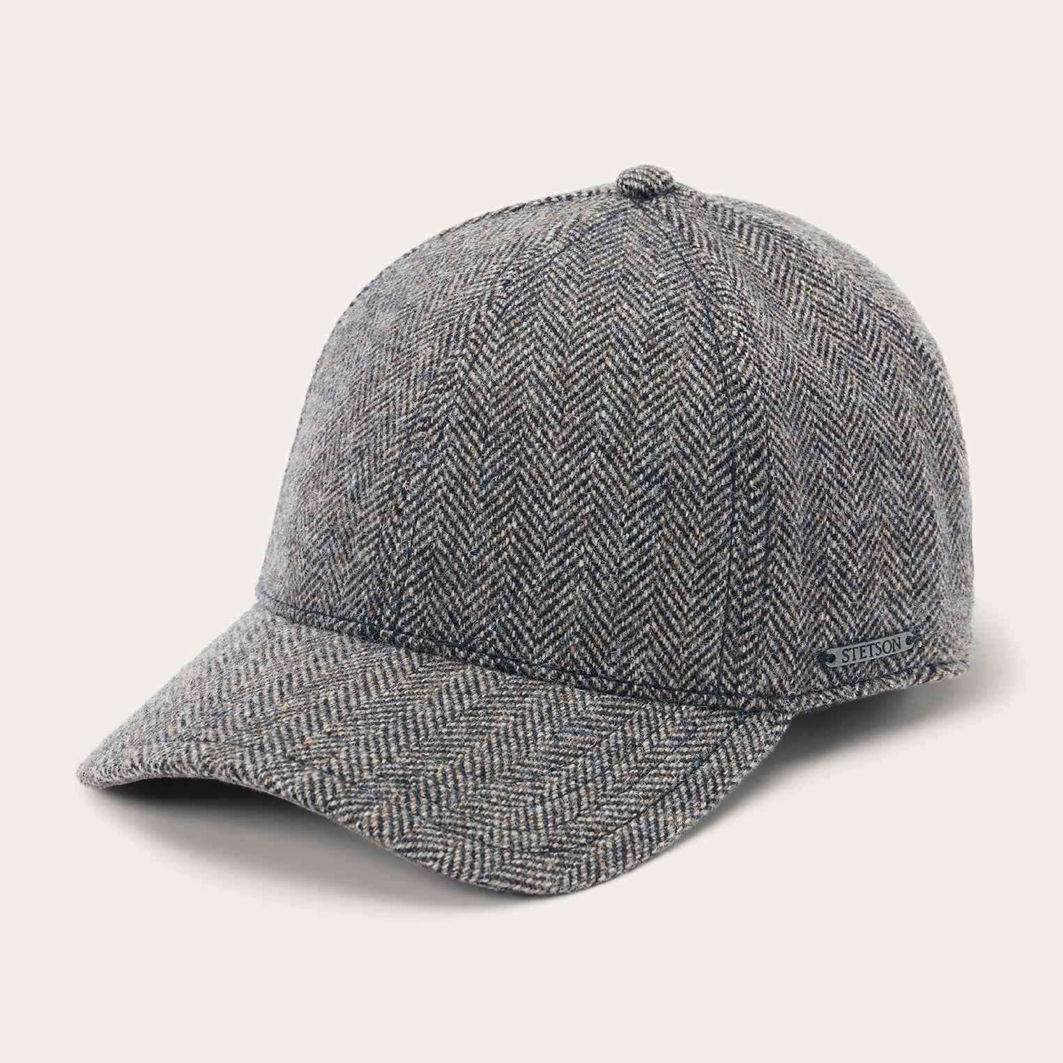 Wool Herringbone Baseball Cap | Stetson Anthra Melange Herringbone