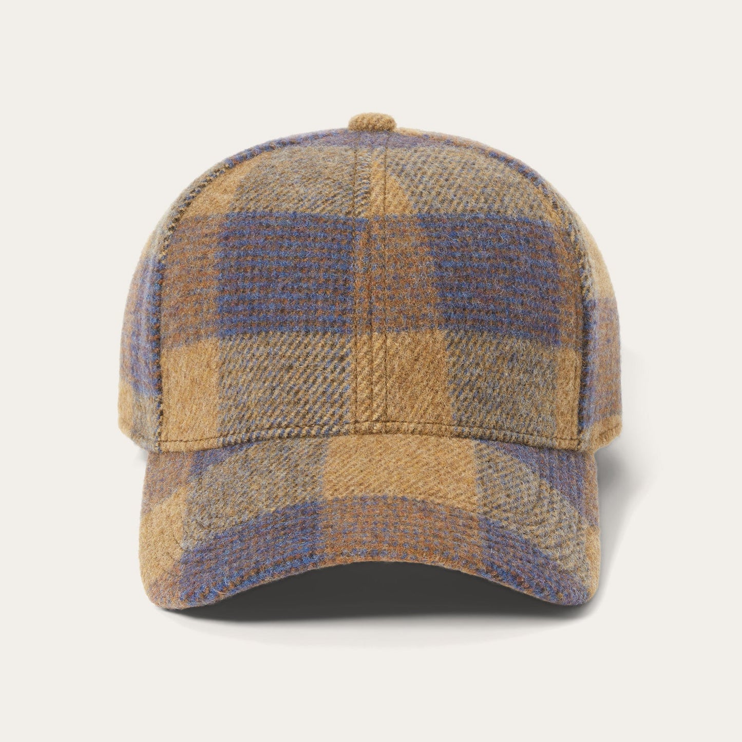 Wool Check Baseball Cap | Stetson Cognac/Sand/Blue