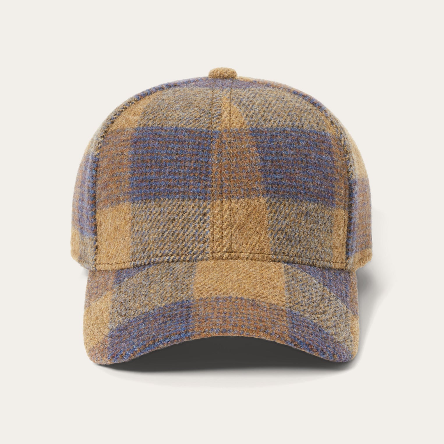 Wool Check Baseball Cap | Stetson Cognac/Sand/Blue