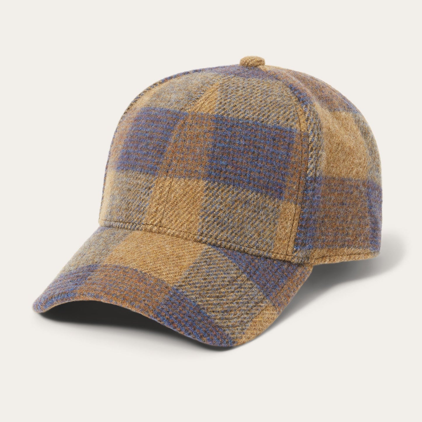Wool Check Baseball Cap | Stetson Cognac/Sand/Blue