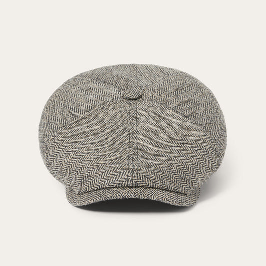 Silk Six-Panel Cap | Stetson Black/Brown Herringbone