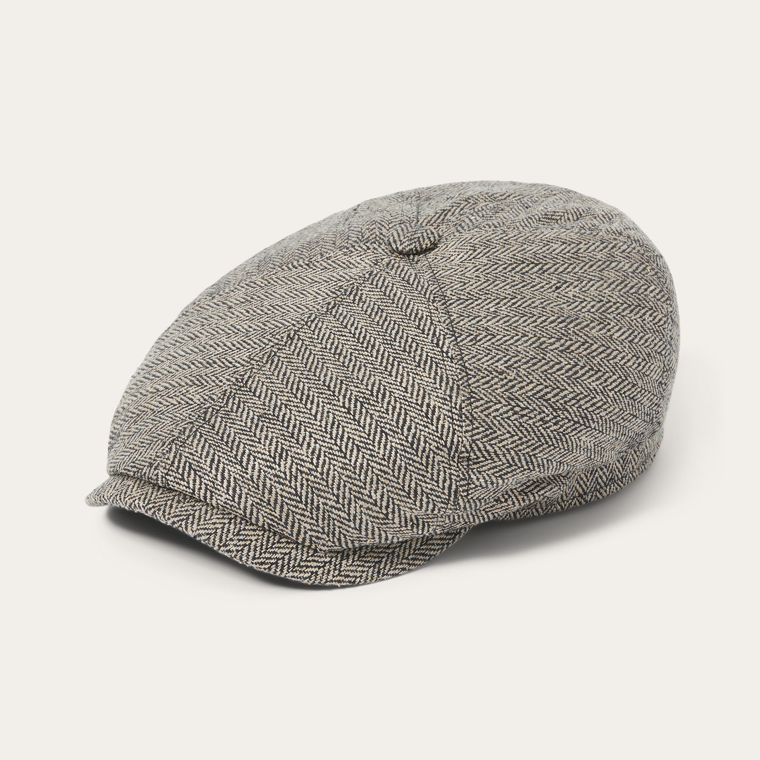 Silk Six-Panel Cap | Stetson Black/Brown Herringbone