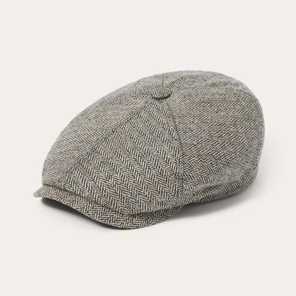 Silk Six-Panel Cap | Stetson Black/Brown Herringbone