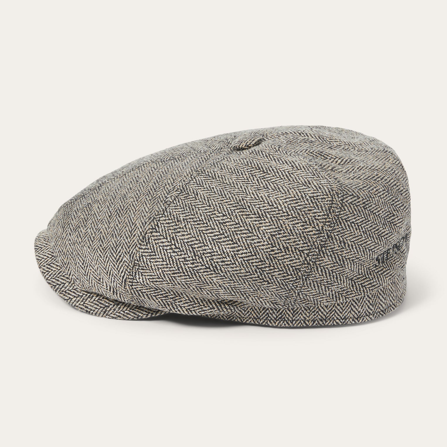 Silk Six-Panel Cap | Stetson Black/Brown Herringbone