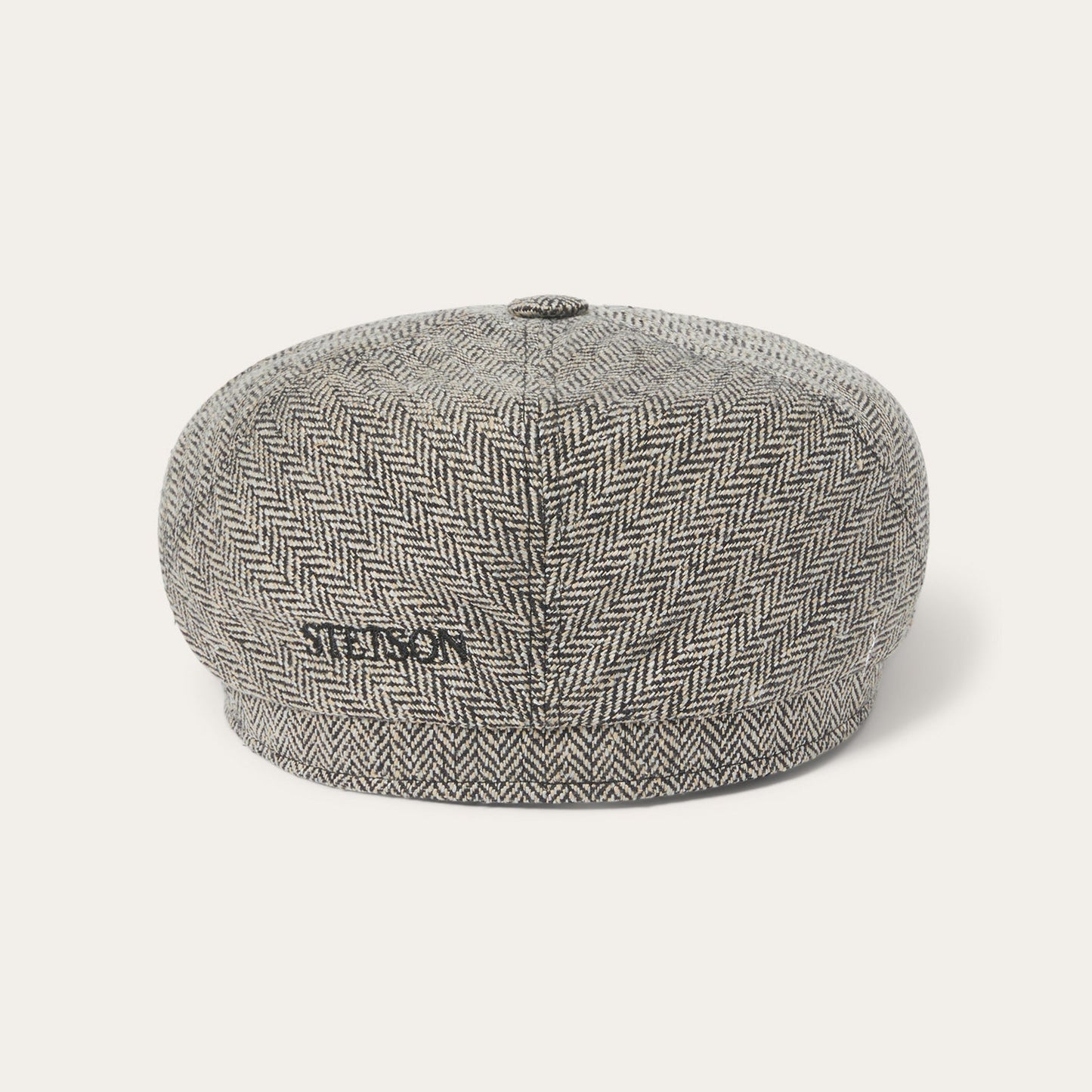 Silk Six-Panel Cap | Stetson Black/Brown Herringbone