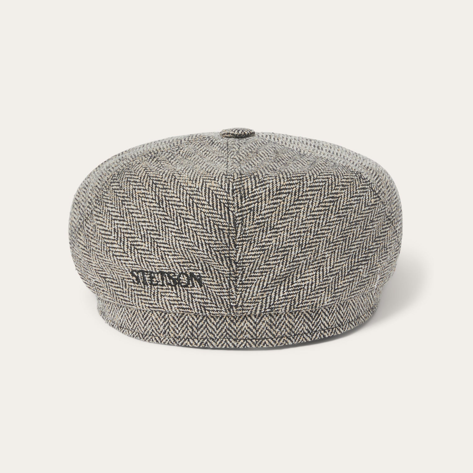 Silk Six-Panel Cap | Stetson Black/Brown Herringbone