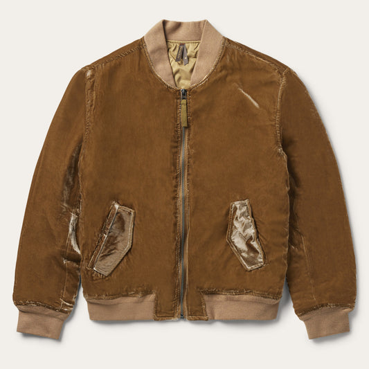 Embroidered Velvet Bomber Jacket | Stetson Copper