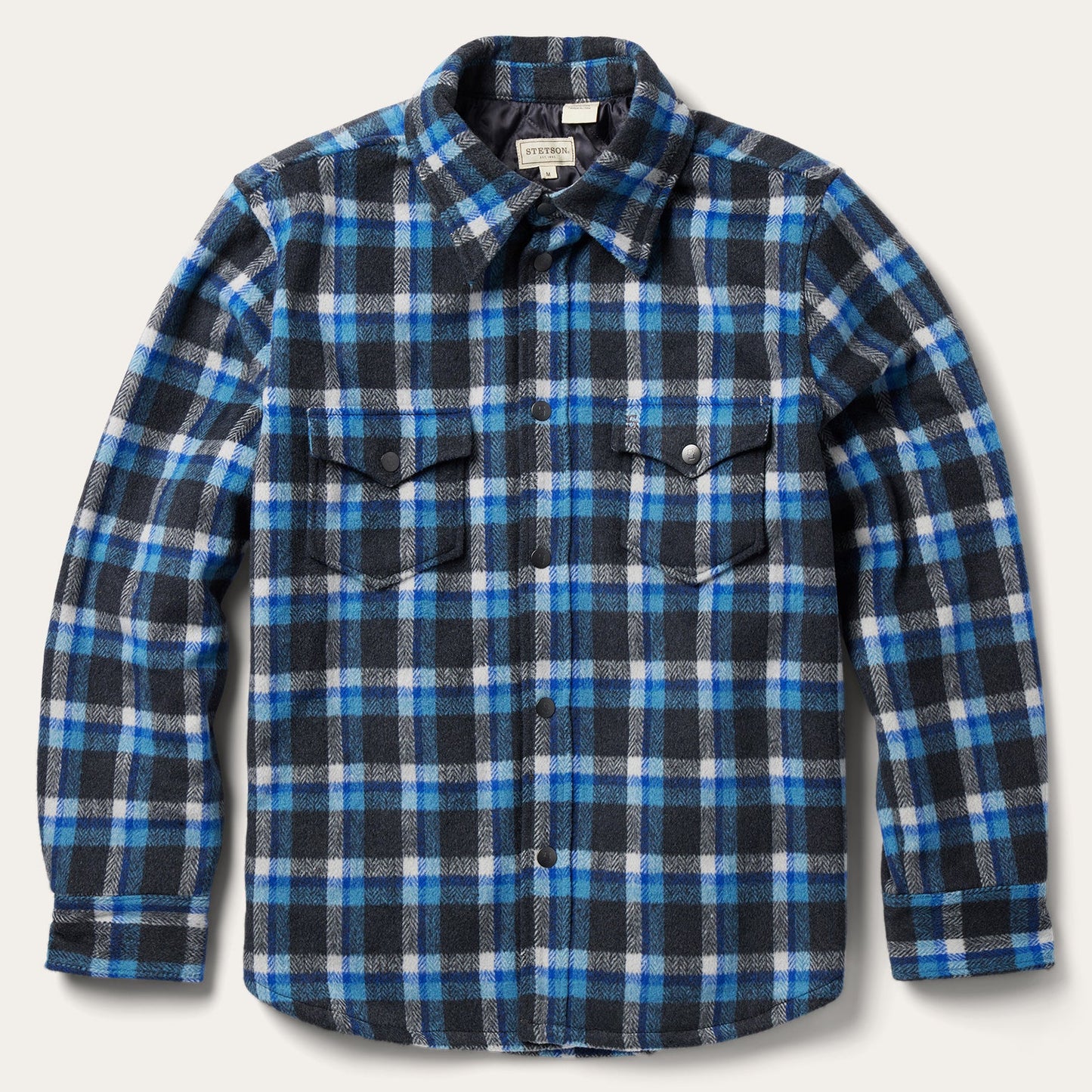 Blue Plaid Quilted Shirt Jacket | Stetson Blue