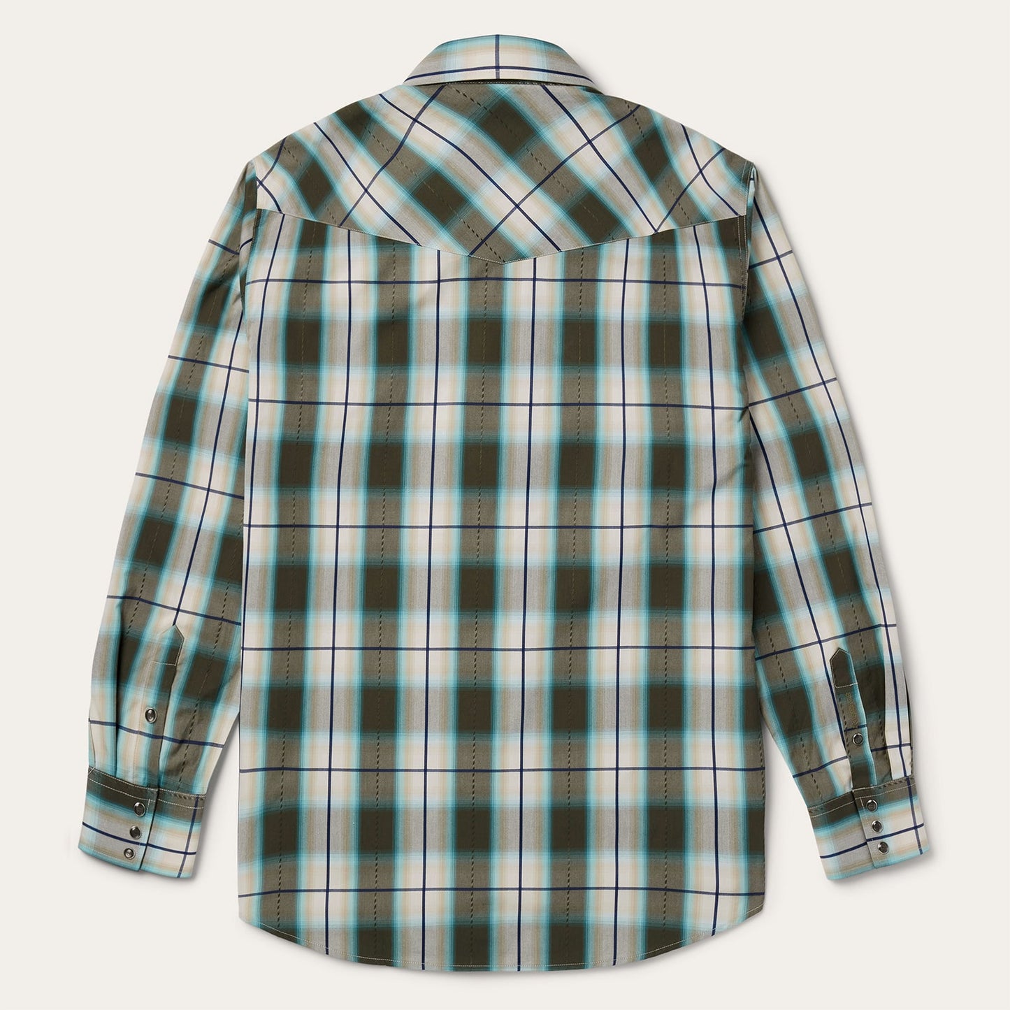 Olive Ombre Plaid Western Shirt | Stetson Green