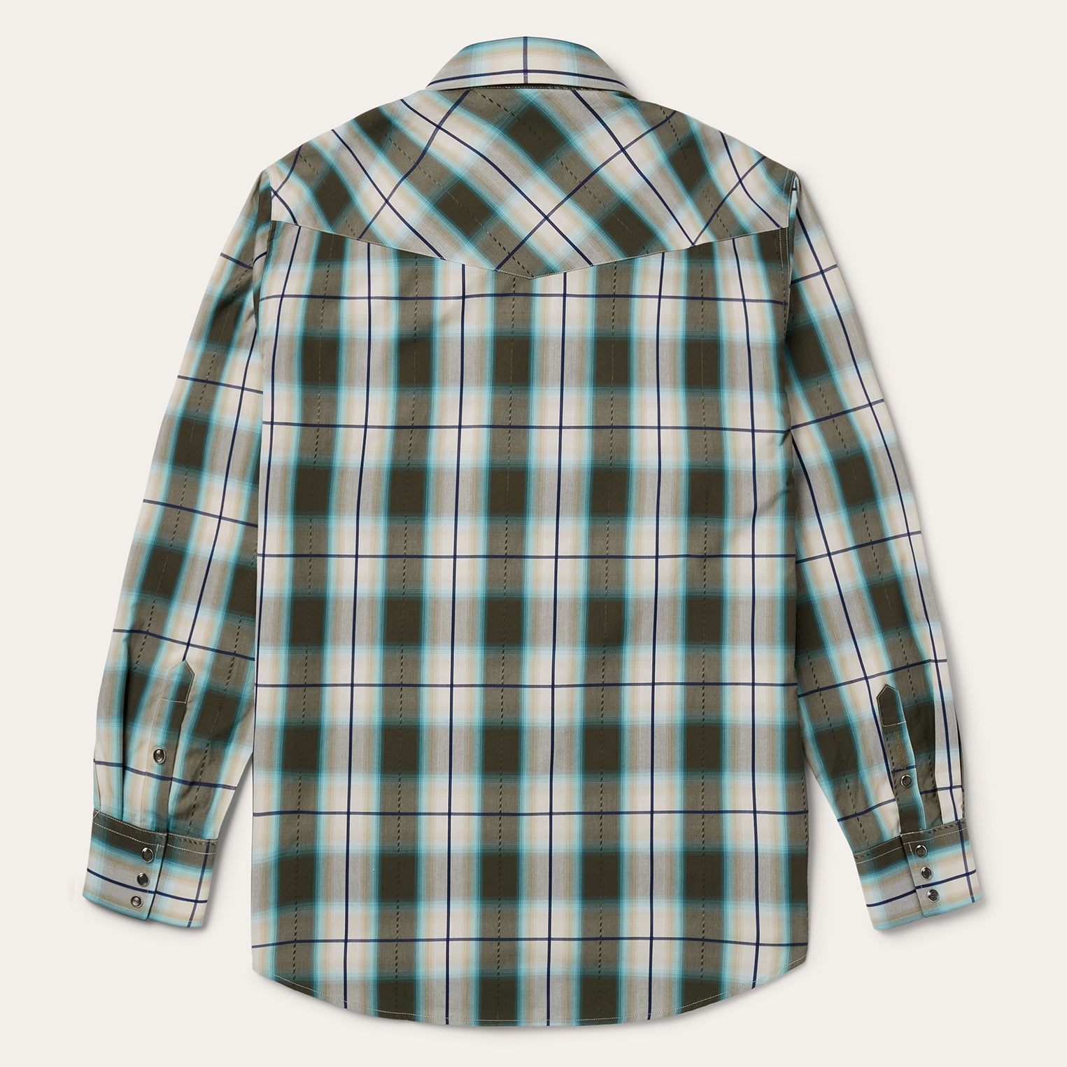 Olive Ombre Plaid Western Shirt | Stetson Green