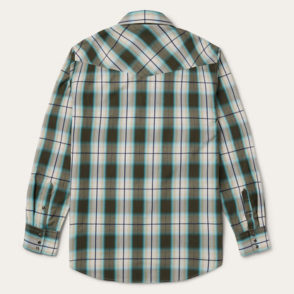 Olive Ombre Plaid Western Shirt | Stetson Green