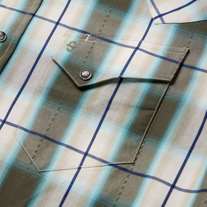 Olive Ombre Plaid Western Shirt | Stetson Green