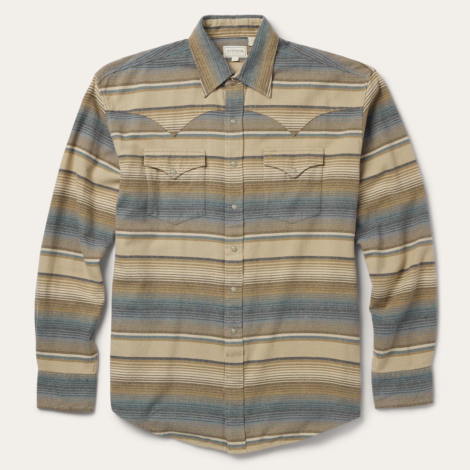 Blue Stripe Flannel Western Shirt | Stetson Blue