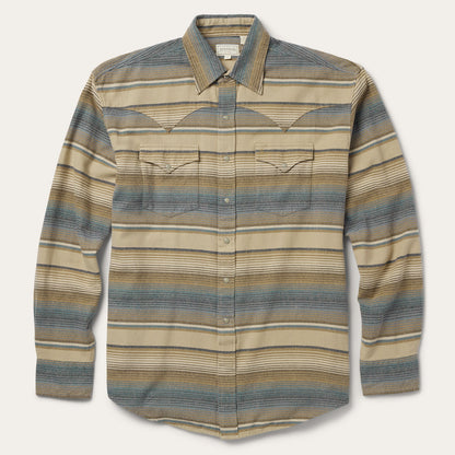 Blue Stripe Flannel Western Shirt | Stetson Blue