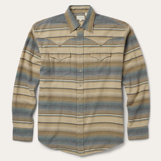Blue Stripe Flannel Western Shirt | Stetson Blue
