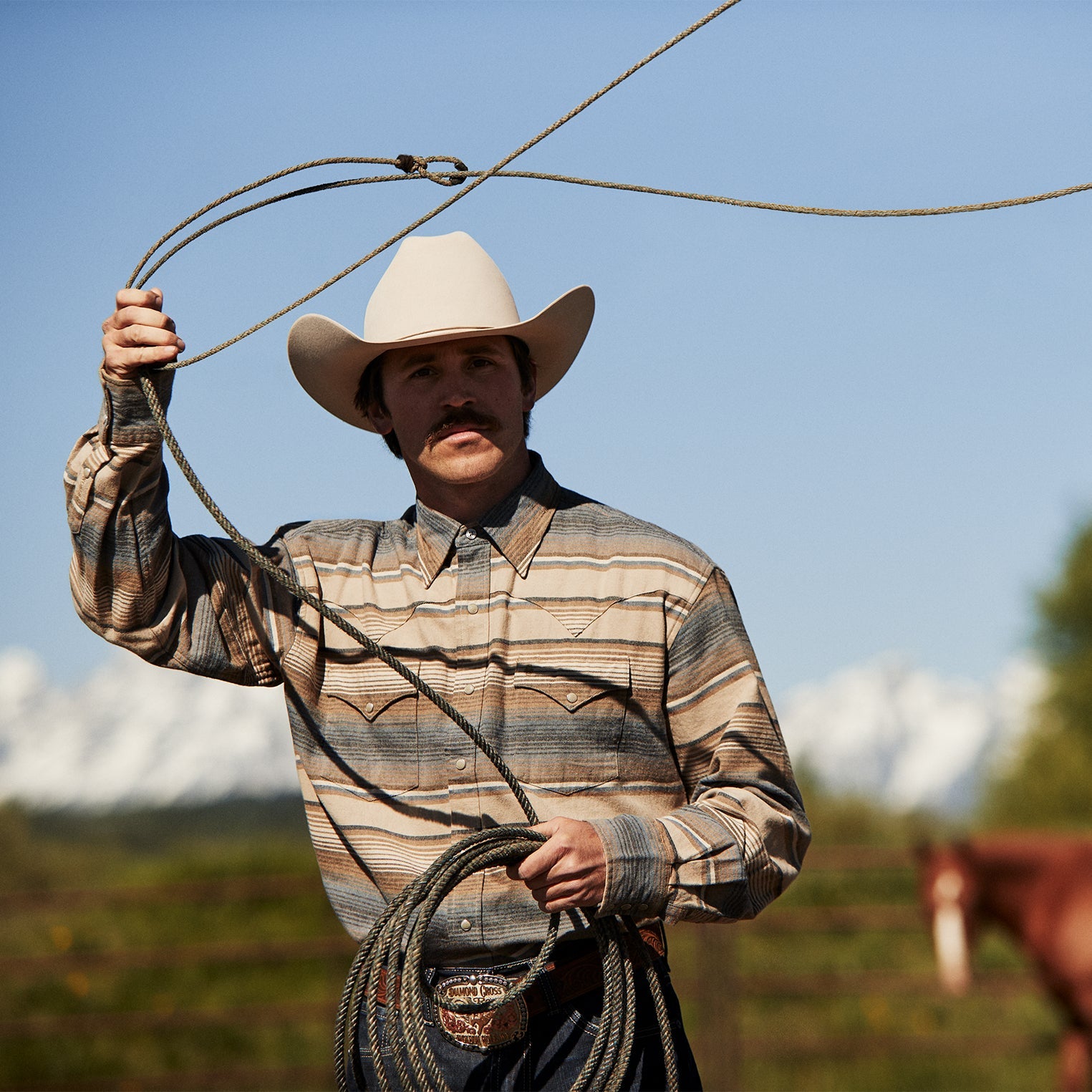 Blue Stripe Flannel Western Shirt | Stetson Blue