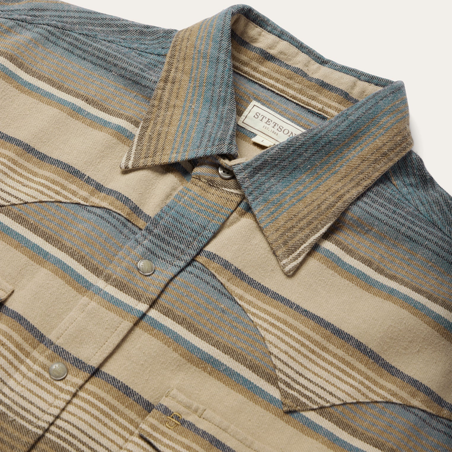 Blue Stripe Flannel Western Shirt | Stetson Blue