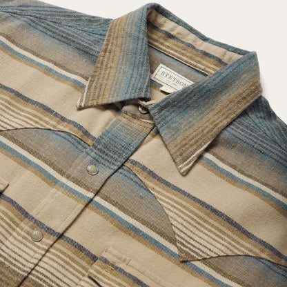 Blue Stripe Flannel Western Shirt | Stetson Blue