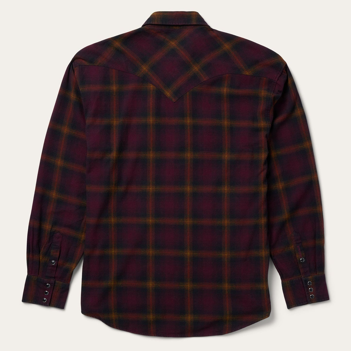 Black Wine Plaid Flannel Western Shirt | Stetson Wine